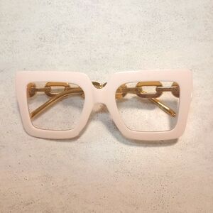 Chic White and Gold Women's Glasses